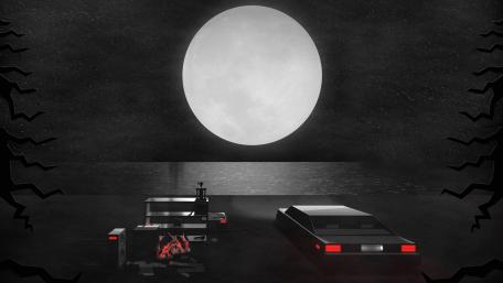 Magical Night Drive Under a Full Moon wallpaper
