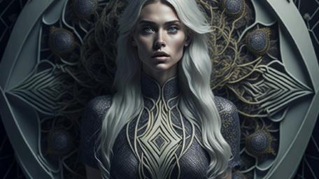 Mystic Lady Amidst Intricate Patterns wallpaper