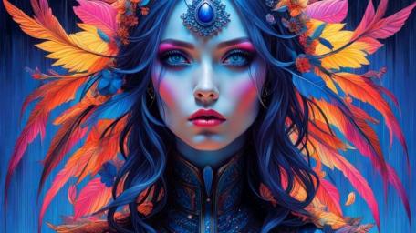 Mystical Feathered Fantasy Queen wallpaper