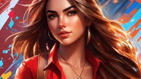 Vibrant Digital Portrait of a Woman wallpaper