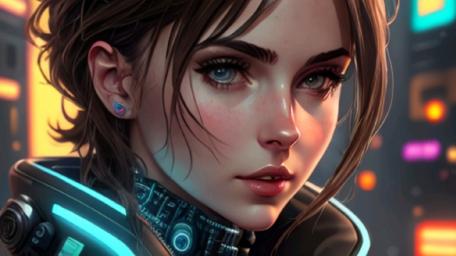 Futuristic Gaze Amidst Neon Lights wallpaper