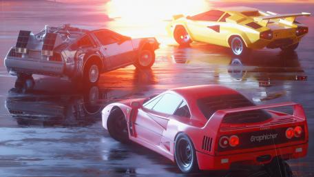 Retro Racers bask in Sunset Glow wallpaper