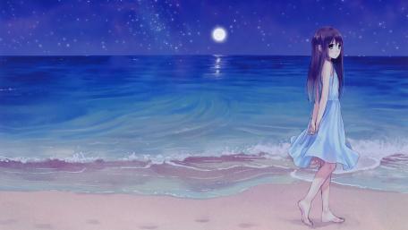 Starry Seaside Stroll wallpaper