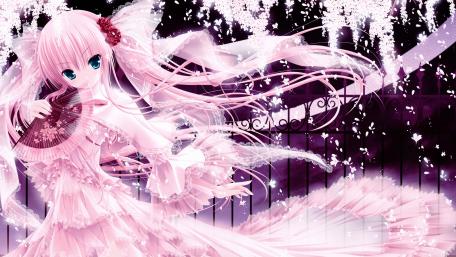 Ethereal Anime Elegance in Pink wallpaper