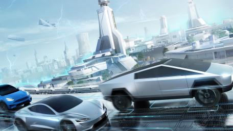 Futuristic Cityscape with Advanced Vehicles wallpaper