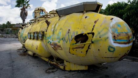 Decaying Submarine on Display in the Open Air wallpaper