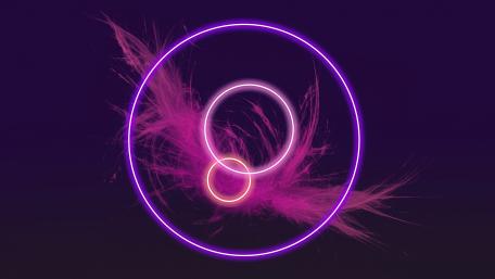Glowing Neon Circles on Purple wallpaper