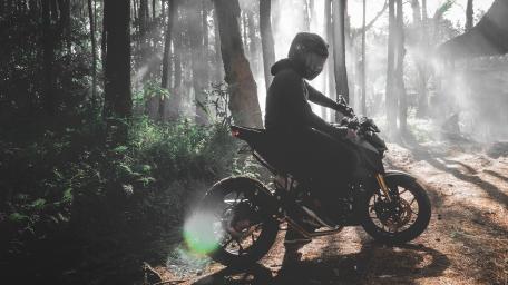 Mystical Motorcycle Journey Through the Forest wallpaper