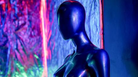 Mystical Mannequin in Neon Glow wallpaper