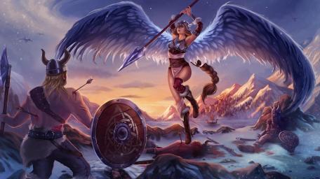 Viking Valkyrie in Battle Scene wallpaper