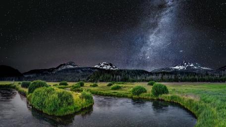 Stunning Milky Way Above Tranquil Landscape wallpaper