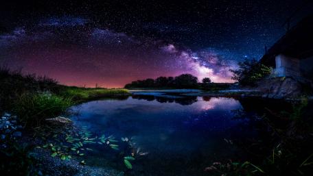 Starry Night Reflection in Nature's Mirror wallpaper