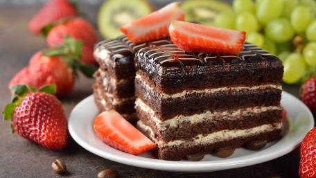 Decadent Chocolate Cake with Fresh Berries wallpaper