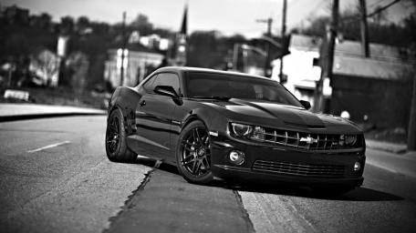 Sleek Black Chevrolet Camaro Wallpaper wallpaper