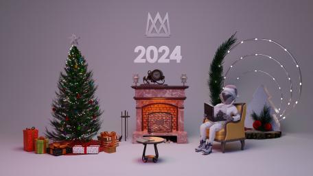 2024 Festive Holiday Scene in 3D Art wallpaper