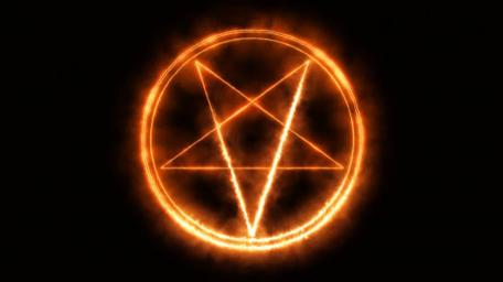 Fiery Pentagram on Black Canvas wallpaper