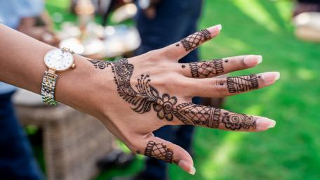 Elegant Henna Designs on a Hand Tattoo Wallpaper wallpaper