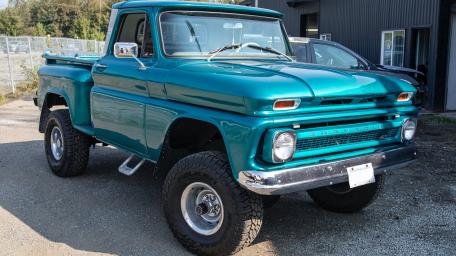 Classic Chevy Pickup in Vibrant Turquoise Shade wallpaper
