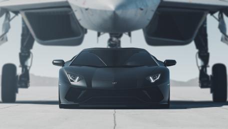 Jet Power Meets Supercar Sleekness wallpaper