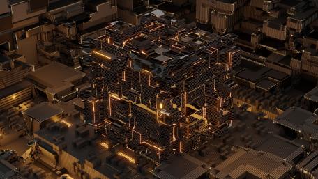 Abstract Futuristic Cityscape at Night wallpaper
