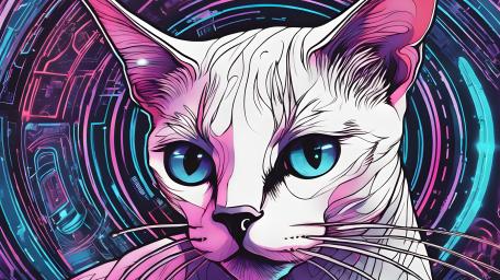 Futuristic Feline Gaze wallpaper