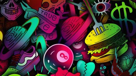 Vibrant Graffiti Artwork Extravaganza wallpaper