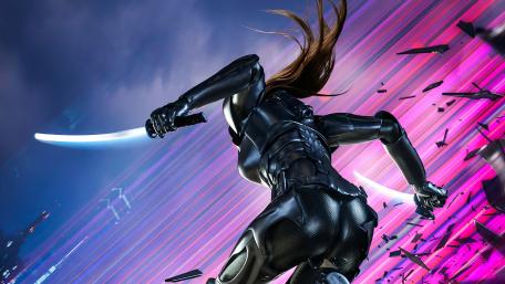 Futuristic Warrior in Dynamic Combat wallpaper