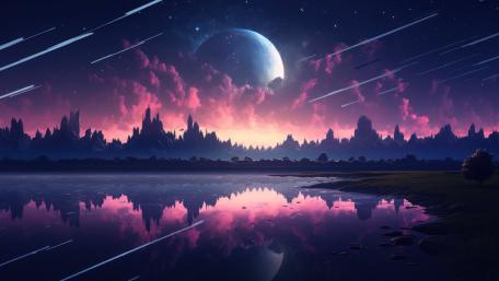 Starry Night Over Tranquil Waters wallpaper