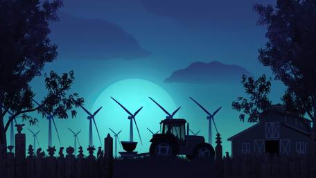 Midnight Farm Silhouette wallpaper