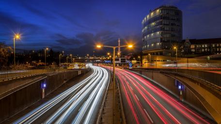 Twilight Velocity on Urban Roads wallpaper