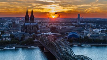 Sunset Over Historical Hohenzollern Bridge wallpaper