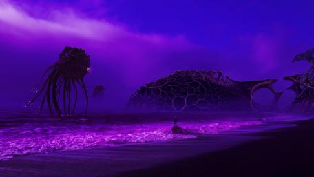Eerie Purple Apocalyptic Landscape wallpaper