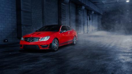Red Mercedes-Benz Power Stance wallpaper