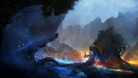 Mysterious Storm in a Fantasy Realm wallpaper