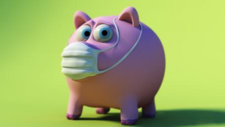 Quirky Piggy Bank with Mask wallpaper