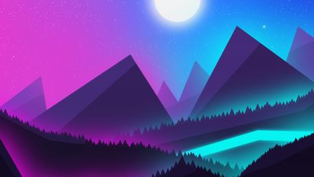 Mystical Mountain Nightscape wallpaper