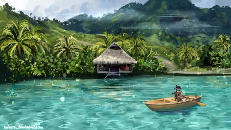 Tropical Solitude Amidst Emerald Waters wallpaper