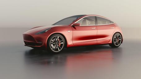 Sleek Tesla Model 3 in Vibrant Red Shade wallpaper