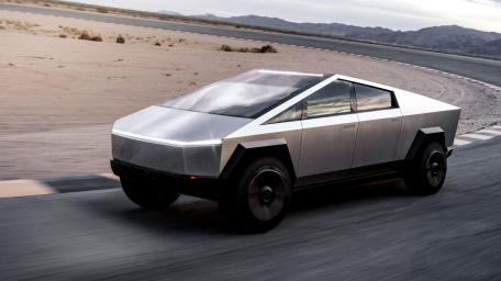 Futuristic Power with Tesla Cybertruck Design wallpaper