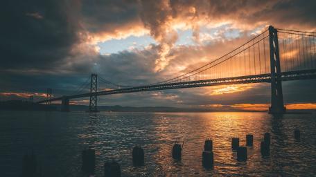 Golden Sunset at the Bay Bridge wallpaper