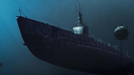 Deep Sea Discovery with Submerged Vessel wallpaper