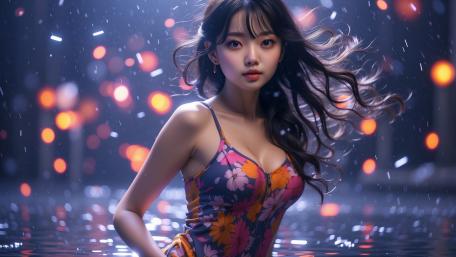 Enchanting Rainy Night Serenade wallpaper