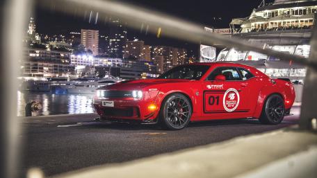 Dodge Challenger Nightlife Beauty in 4K Wallpaper wallpaper