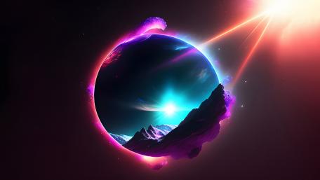 Cosmic Horizon Beyond Mountains wallpaper