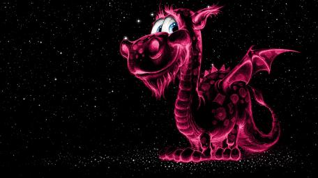 Mystical Neon Dragon under Starry Sky wallpaper