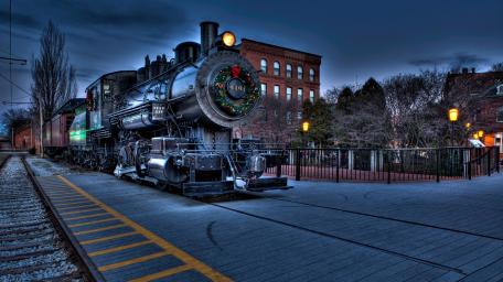 Twilight Steam Engine Elegance wallpaper