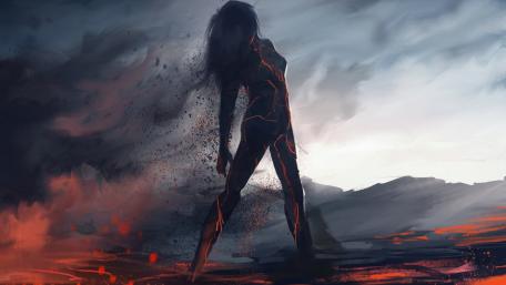 Ethereal Warrior Rises from Chaos wallpaper