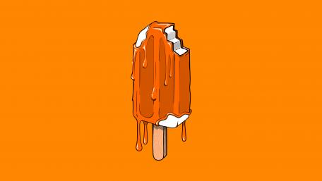 Melting Popsicle on Vibrant Orange wallpaper
