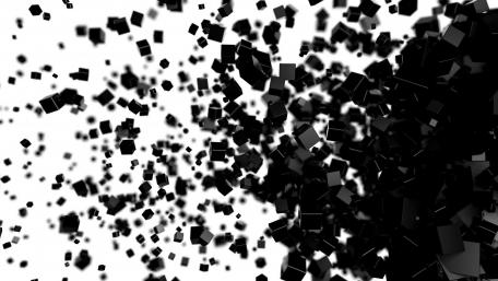 Dynamic Movement of Black and White Shapes in Space wallpaper