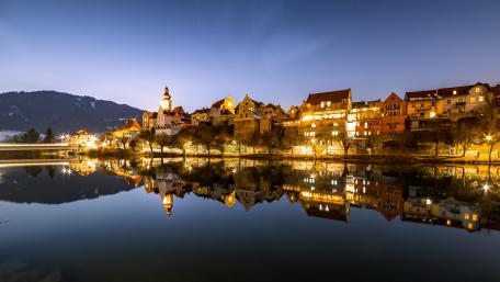 Twilight Serenity by the Frohnleiten Riverside wallpaper